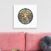 Boekachtige Bibliotheek Kat POD Vector Kunst - Boe Canvas Afdruk (Insitu (Woonkamer))