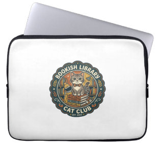 Boekachtige Bibliotheekkat POD Vector Kunst - Boek Laptop Sleeve