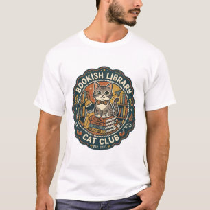 Boekachtige Bibliotheekkat POD Vector Kunst - Boek T-shirt