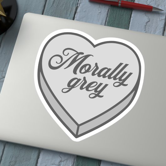 Boekachtige Candy heart - Moreel Grijs Sticker