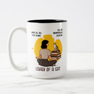 Boekachtige Kattenliefhebber Intellectuele Humor Q Tweekleurige Koffiemok