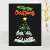 Boekachtige Kerstboom III Kaart (Gele Bloem)