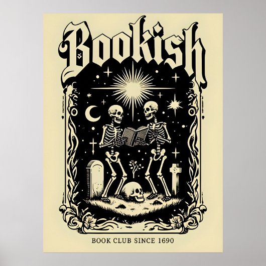 Boekachtige Skeletten Gotische Kunst Poster (Voorkant)