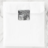 Boekafdeling in een winkel van het leger en de mar vierkante sticker (Tas)