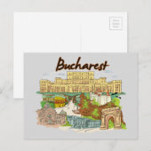 Boekarest, beroemde stad Roemenië Briefkaart (Voorkant / Achterkant)