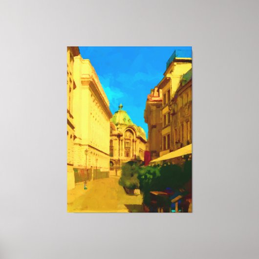 Boekarest City Digital Painting Canvas Afdruk (Voorkant)