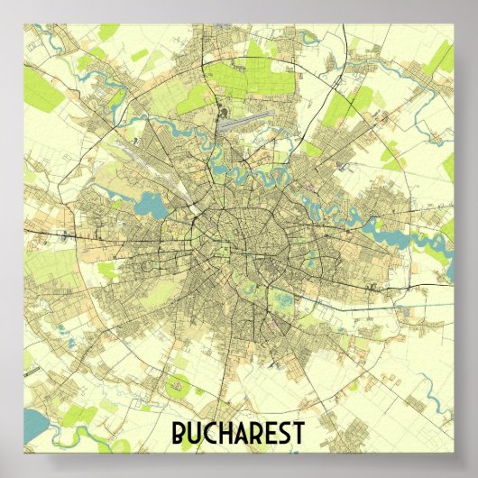 Boekarest kaart poster (Voorkant)