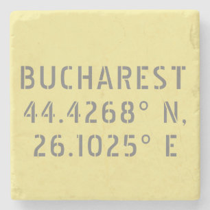 Boekarest Latitude Lengtegraad Stenen Onderzetter