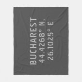 Boekarest Latitude Longitude Grey Fleece Deken (Voorkant)
