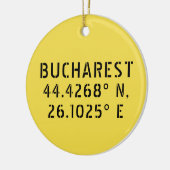Boekarest Latitude Longitude  Keramisch Ornament (Links)