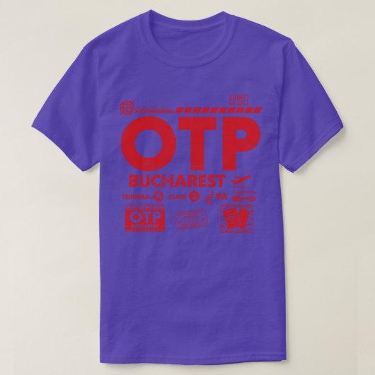 Boekarest OTP Airport Code Reisdag Retr T-shirt (Design voorkant)