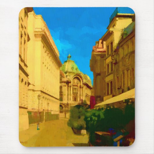 Boekarest Paleis Digitale Schilderkunst Print Muismat (Voorkant)