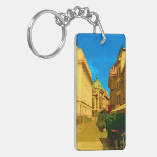 Boekarest Paleis Digitale Schilderkunst Print Sleutelhanger (Voorkant Links)