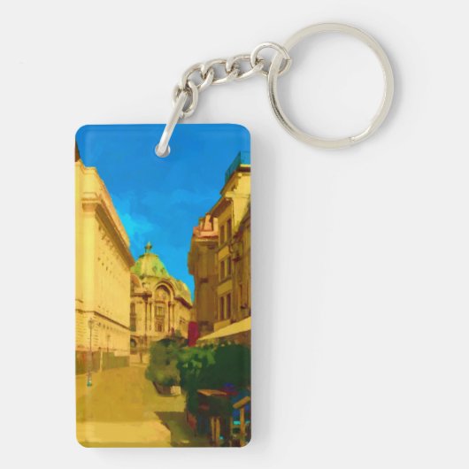 Boekarest Paleis Digitale Schilderkunst Print Sleutelhanger (achterkant)