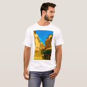 Boekarest Paleis Digitale Schilderkunst Print T-shirt (Voorkant volledig)