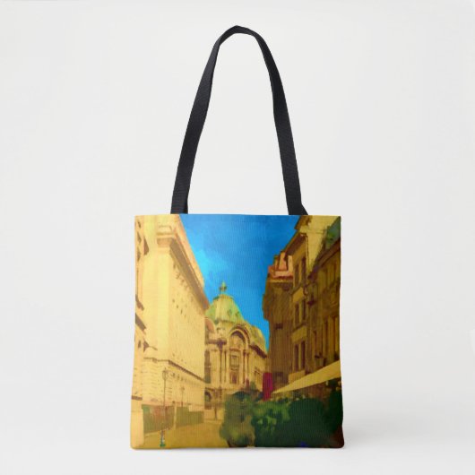 Boekarest Paleis Digitale Schilderkunst Print Tote Bag (Voorkant)