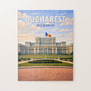 Boekarest Roemenië Illustratie Reis Kunst Vintage Legpuzzel