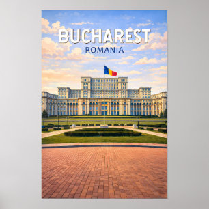 Boekarest Roemenië Illustratie Reis Kunst Vintage Poster