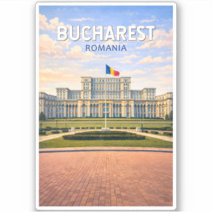 Boekarest Roemenië Illustratie Reis Kunst Vintage Sticker