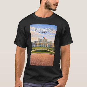 Boekarest Roemenië Illustratie Reis Kunst Vintage T-shirt