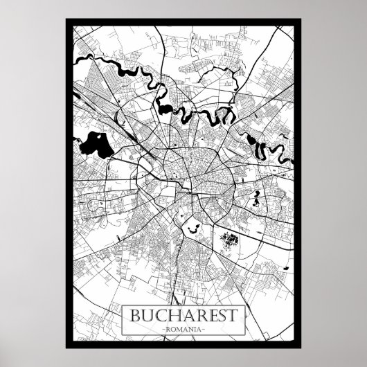 Boekarest Roemenië Kaart Poster (Voorkant)