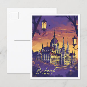 Boekarest Roemenië  kunst reisillustratie Briefkaart