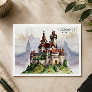 Boekarest Roemenië Oude Stad Aquarel Kunst Feestdagenkaart