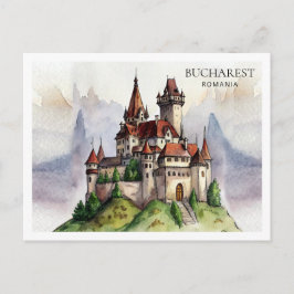 Boekarest Roemenië | Oude Stad Aquarel Kunst Feestdagenkaart