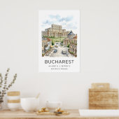 Boekarest stadsgezicht kunstprint handgetekend poster (Keuken)