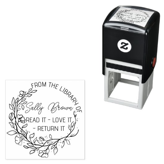 Boekbibliotheekbladboekje, stempel Aangepast flore (In situ)