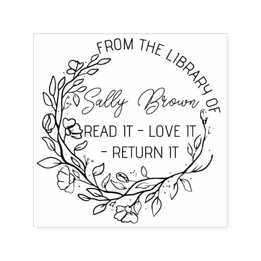 Boekbibliotheekbladboekje, stempel Aangepast flore (Design)