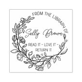 Boekbibliotheekbladboekje, stempel Aangepast flore (Afrduk)