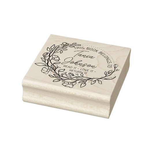 Boekbibliotheekbladboekplaat Aangepaste floraal in Rubberstempel (Stempel)