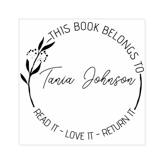 Boekbibliotheekbladboekplaat Aangepaste floraal in Rubberstempel (Afrduk)