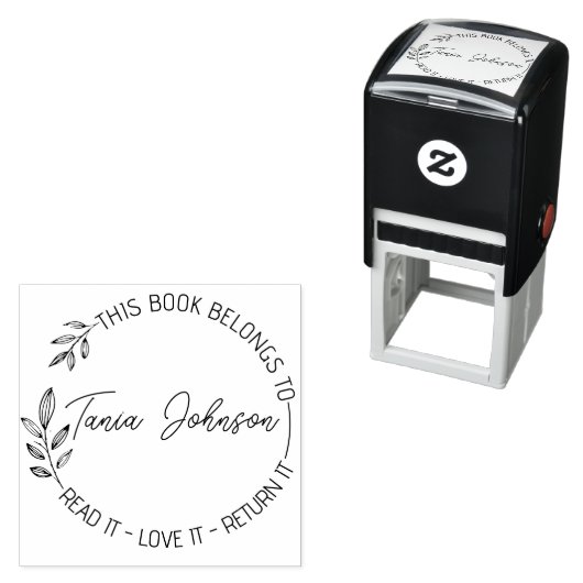 Boekbibliotheekbladboekplaat Aangepaste floraal in Zelfinktende Stempel (In situ)