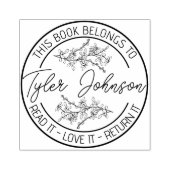 Boekbibliotheekboekje Aangepaste florale dij Rubberstempel (Afrduk)