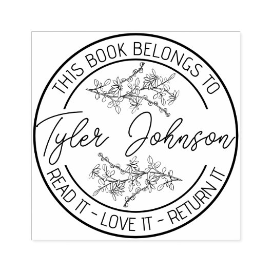 Boekbibliotheekboekje Aangepaste florale dij Rubberstempel (Afrduk)