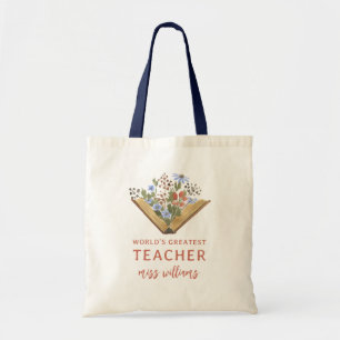 Boekbloemen Wereldwijde grootste lerarenwaardering Tote Bag
