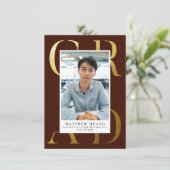 Boekboek Burgundy Typografie Afstuderen Aankondigi Kaart (Staand voorkant)