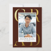 Boekboek Burgundy Typografie Afstuderen Aankondigi Kaart (Voorkant)