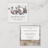 Boekbouwschrijver voor kinderen vierkante visitekaartje (Voorkant / Achterkant)