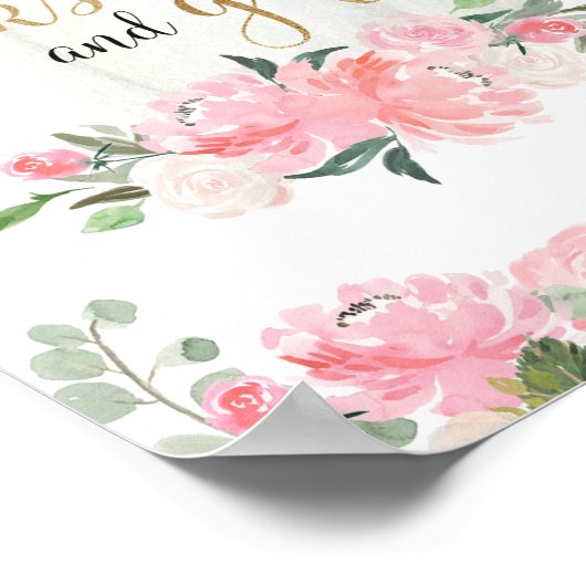 Boekcadeautjes tekenen roze baby shower met roze r poster (Hoek)