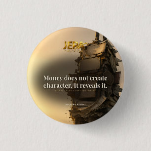 Boekcitaat over Geld Onthult Karakter Ronde Button 3,2 Cm