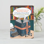 Boekclub aankondiging boekenliefhebber leesgroep (Staand voorkant)