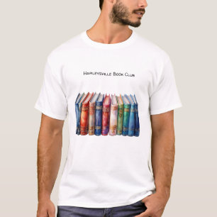 Boekclub aanpasbare tekst harde kaft boeken t-shirt