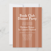 Boekclub dinerfeest gestreepte oranje kaart (Voorkant)