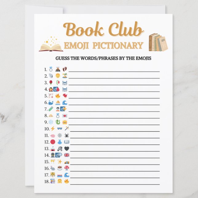 Boekclub Emoji Pictionary Spel (Voorkant)