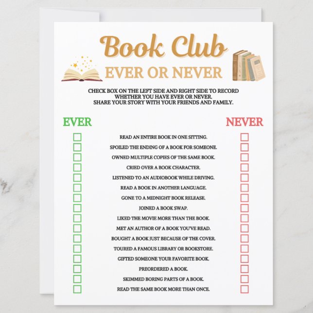Boekclub Ever Or Never-spel (Voorkant)