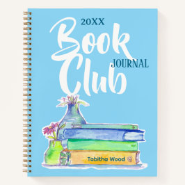 Boekclub Journaal Gepersonaliseerd Bloemen Blauw Notitieboek