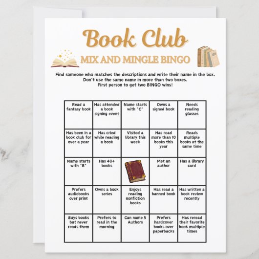 Boekclub Mix en Mingle Bingo (Voorkant)